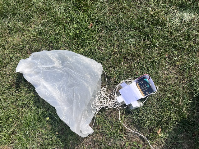 Parachute carrying a microbit payload